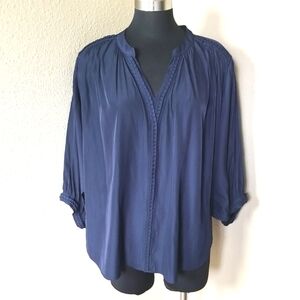 Chicos Blue Blouse Batwing Pleats